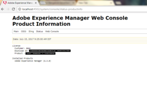 Find out the current AEM version using System Console