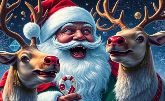 christmas gifting ideas laughing santa and deers
